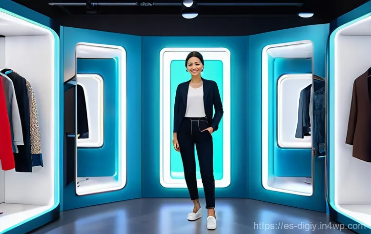물리적 공간에서의 디지털 여정을 향한 진화 - **Prompt:** A vibrant, modern retail store designed with a "phygital" concept. A smiling young adult...