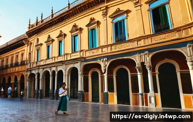 디지털 물리적 공간 통합의 다양한 접근 방식 - **Augmented Reality Tourism in Seville**
A young woman in her late 20s, with a stylish yet casua...