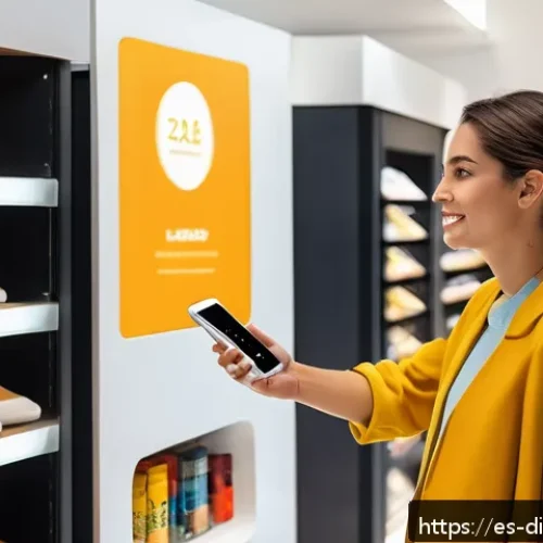 Home 30 디지털 물리적 통합을 위한 UX UI 디자인 전략 - A modern retail store interior in Spain showcasing seamless omnichannel integration: a young adult w...